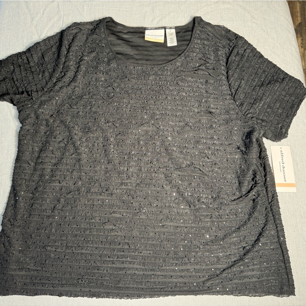 Alfred Dunner Charcoal Textured Blouse
